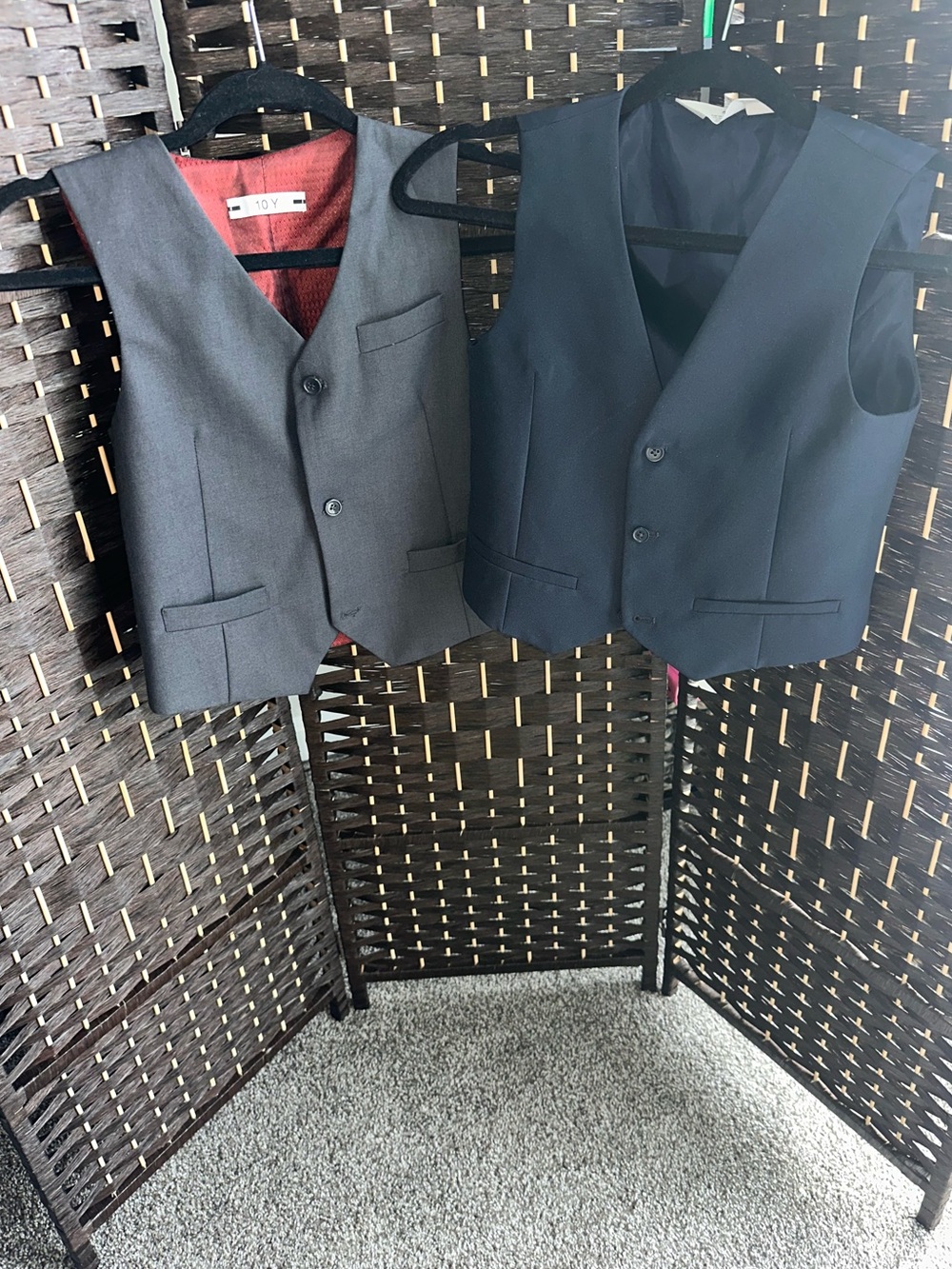 Boys Gray and Navy Dress Vests - Classic Tailored Style- Size 10Y